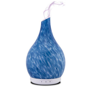 Aromatherapy Essential Oil Diffuser | Hand Blown Glass Colorful LED White Glow | Cool Mist Ultrasonic Humidifier.