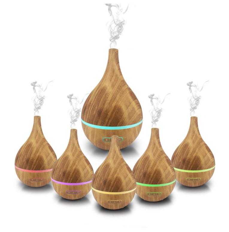 Wood Finish Aromatherapy Essential Oil Diffuser,  Cool Mist Ultrasonic, LED Color Spectrum Lighting, 200ml Capacity.